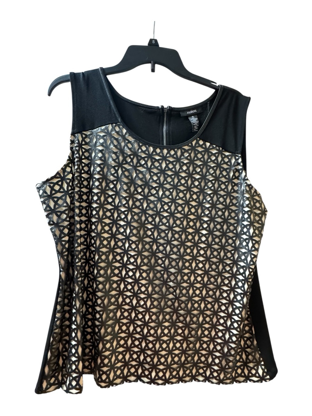 Alfani Black and Gold Geometric Sleeveless Shell
